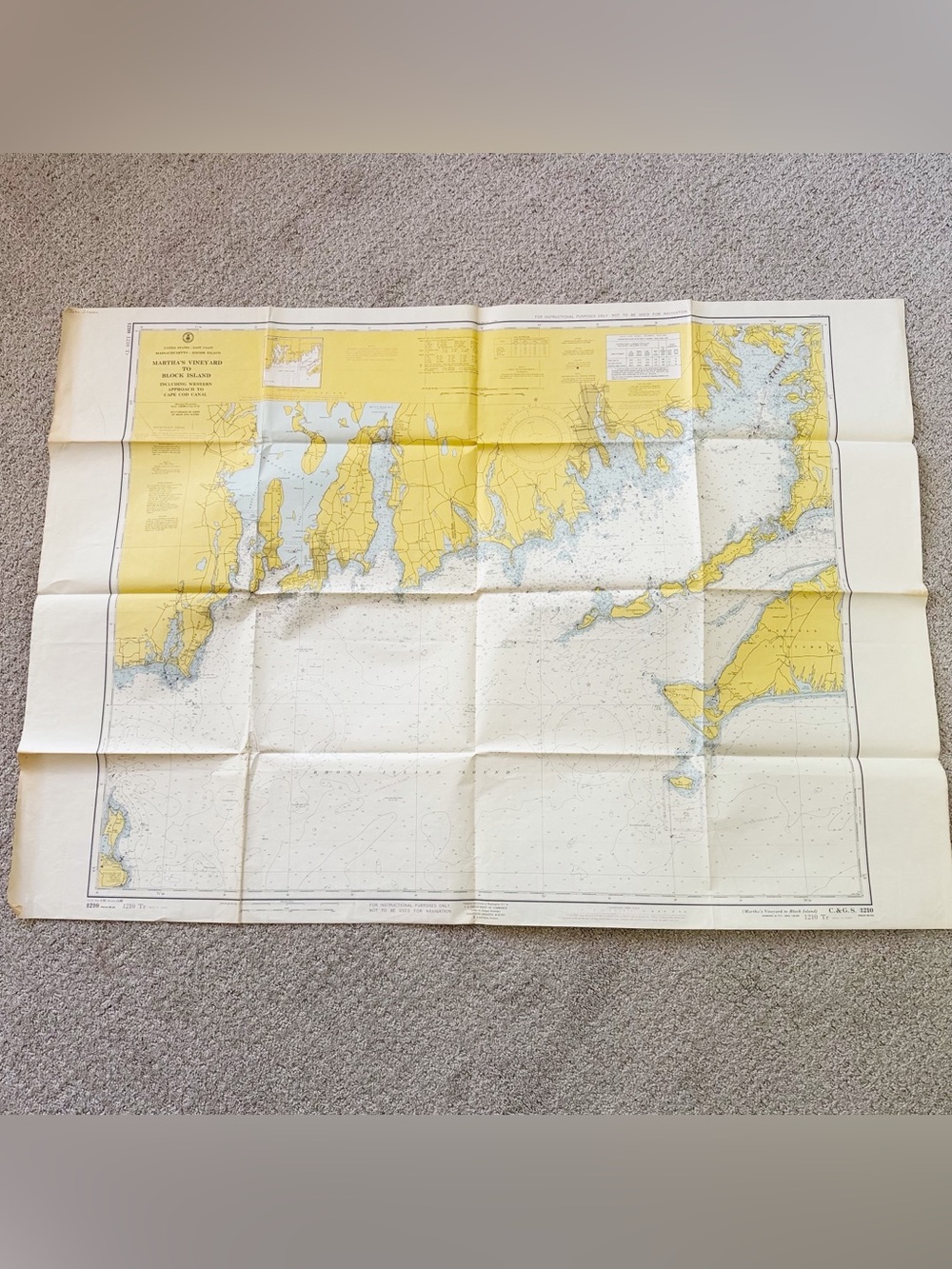 1963 Martha’s Vineyard To Block Island Nautical Map 1210 TR Instructional Vtg